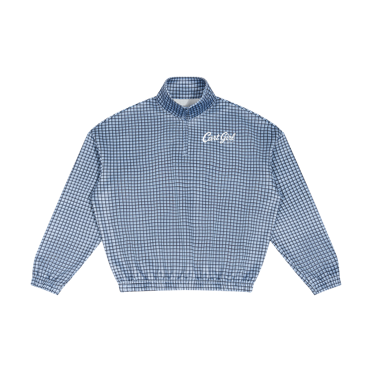 PLAID QUARTER ZIP SWEATSHIRT